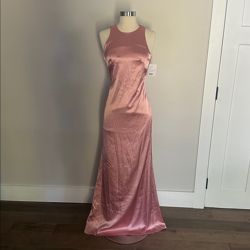Social Bridesmaids Pink Satin Wedding Dress